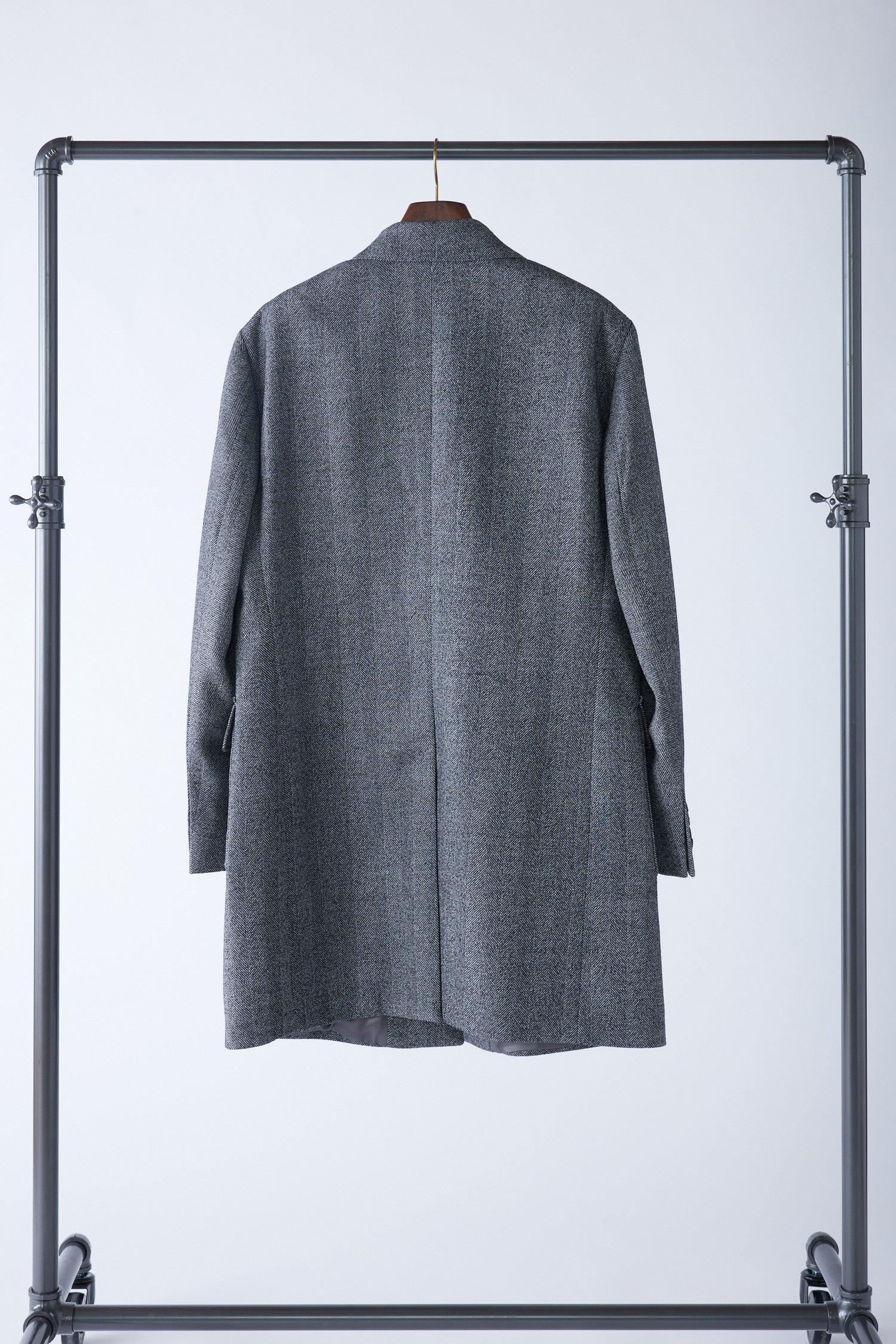 Peak Lapel Herringbone Overcoat - Image 6