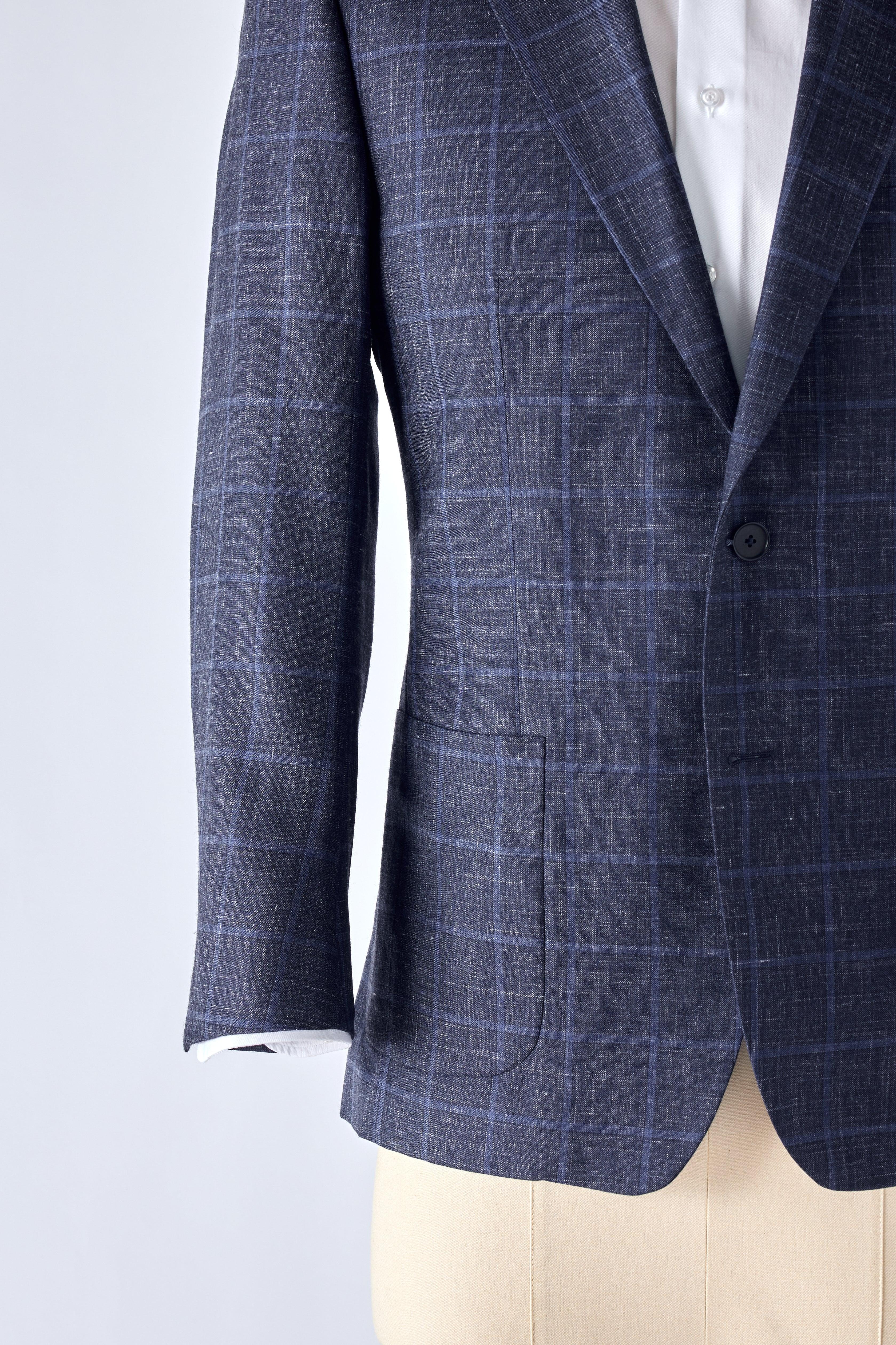 Signature Blue Check Cashmere-Silk Jacket - Image 3