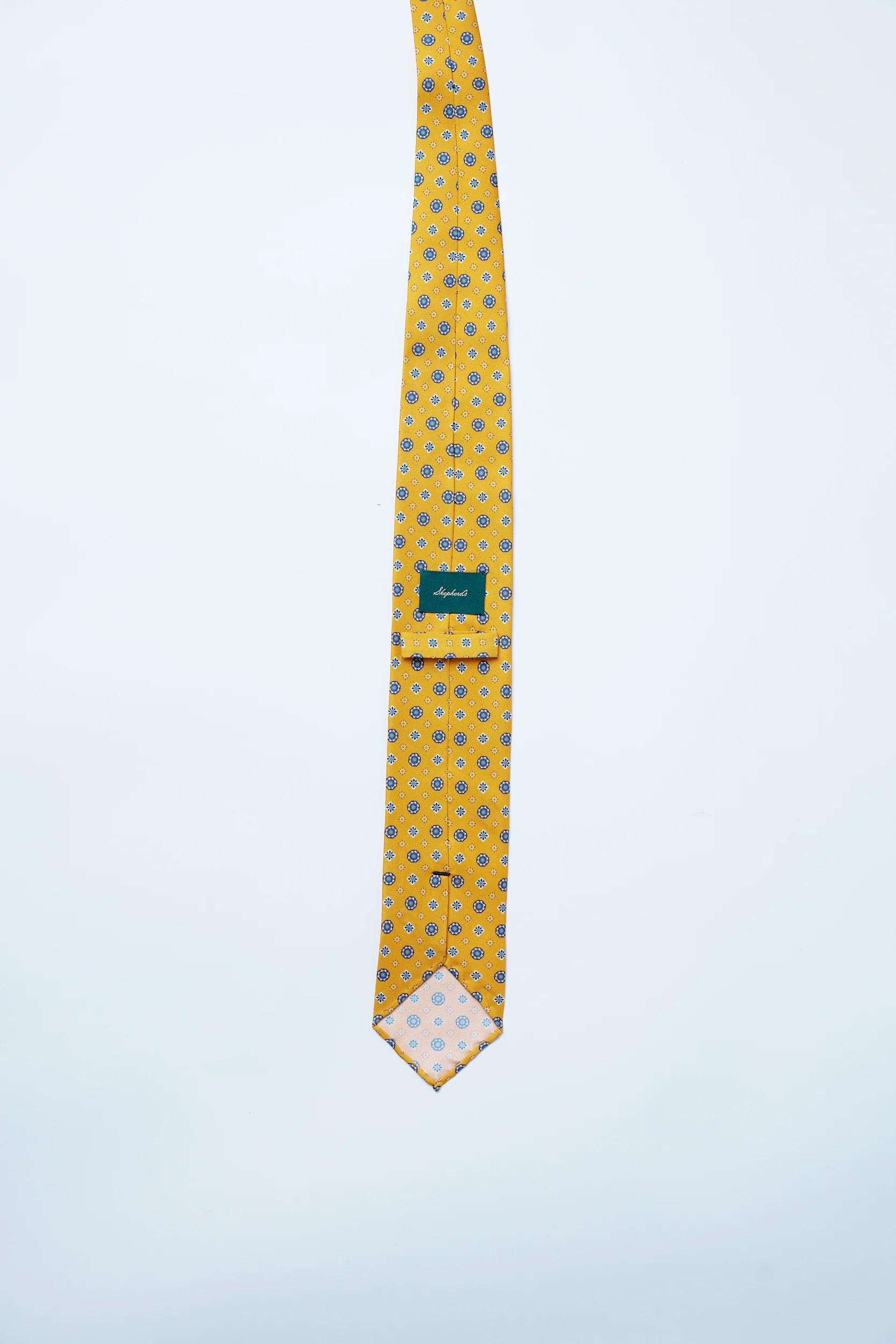 Floral Printed Silk Tie-Yellow - Image 2
